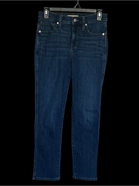 Madewell Stovepipe Jeans 25P Petite High Rise Straight Crop Dark Wash